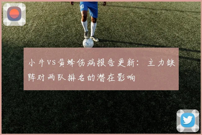 小牛vs黄蜂伤病报告更新：主力缺阵对两队排名的潜在影响